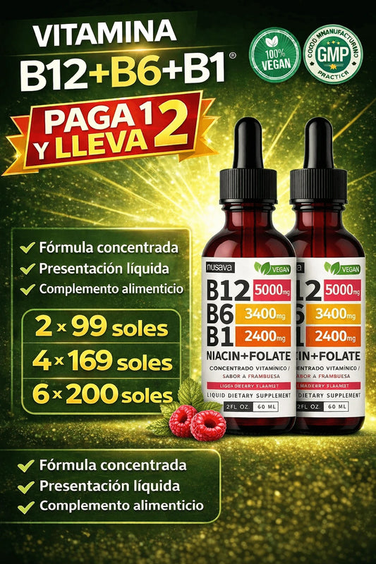 Suplemento Vitamina B12+B6+B1™ PAGA 1 Y LLEVA 2  + envio gratis : Mente Clara y Vital