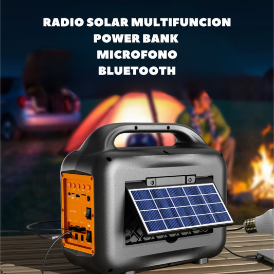 PARLANTE KTS POWER BANK CON PANEL SOLAR MULTIFUNCIONAL