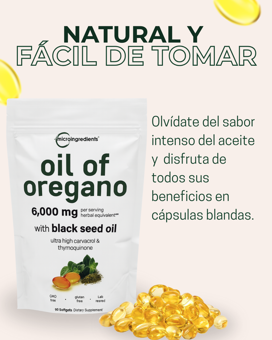 Cápsulas de Aceite de Orégano (Pack de 90 Cápsulas Blandas)