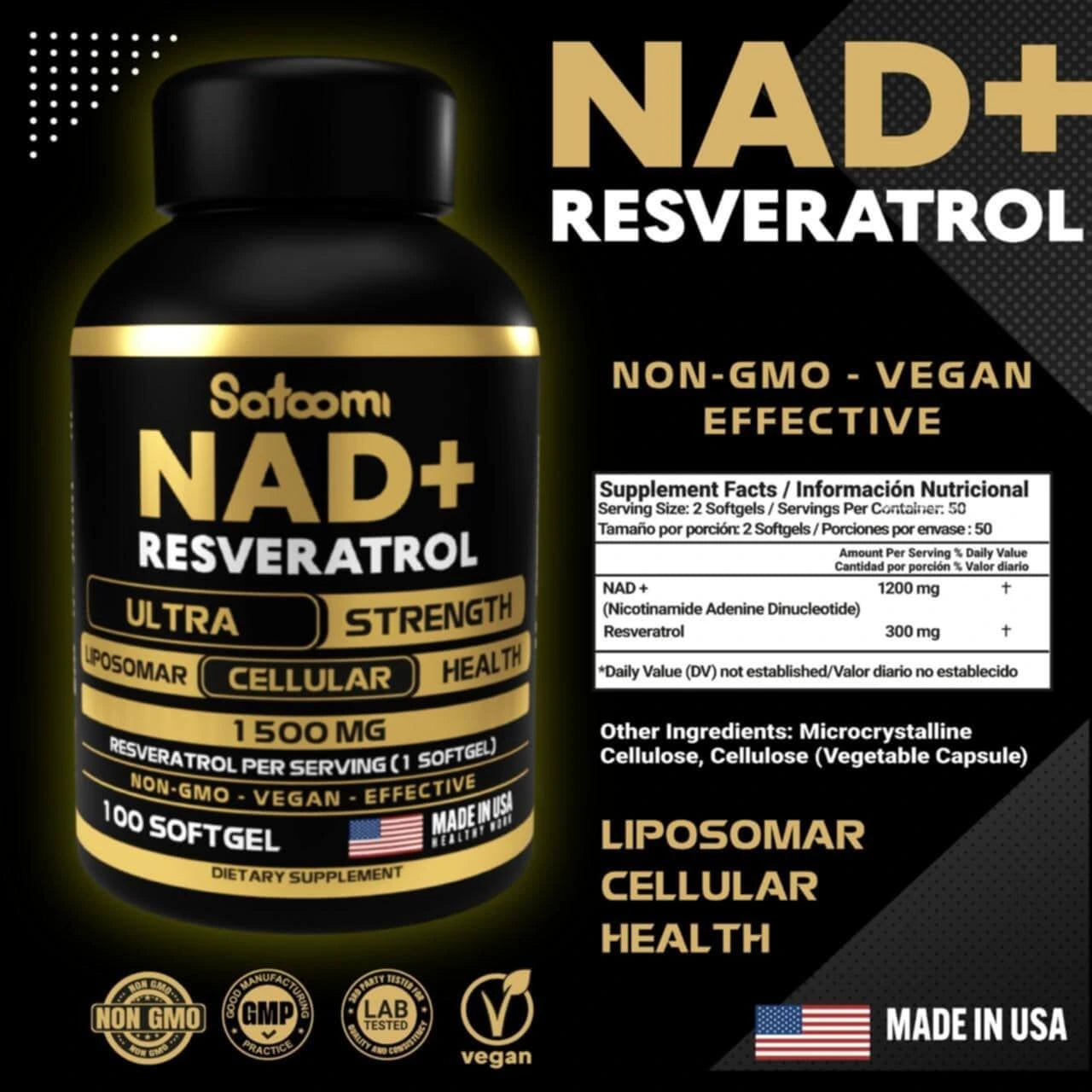 NAD + RESVERATROL 1500 MG (2 x 131 soles)
